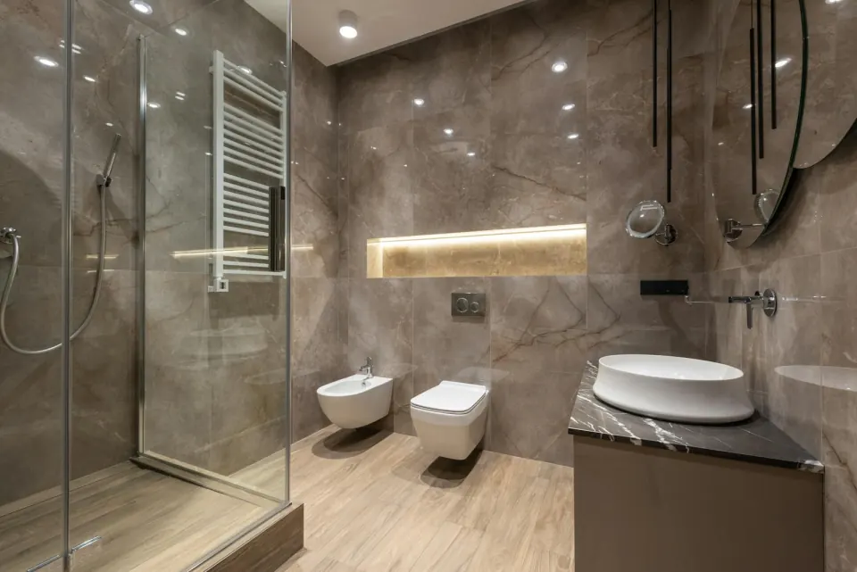Modern walk-in shower