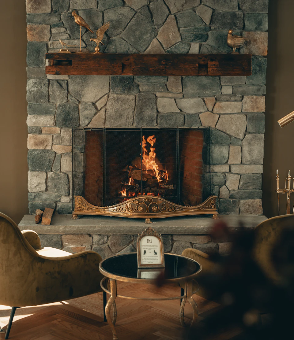 Brick chimney and stone fireplace masonry on a Bergen County home